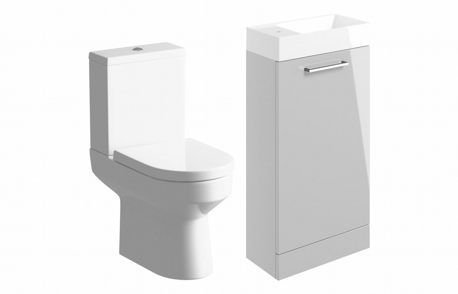 Sabanto 410mm F/S Basin Unit & C/C Toilet Pack - Grey Gloss