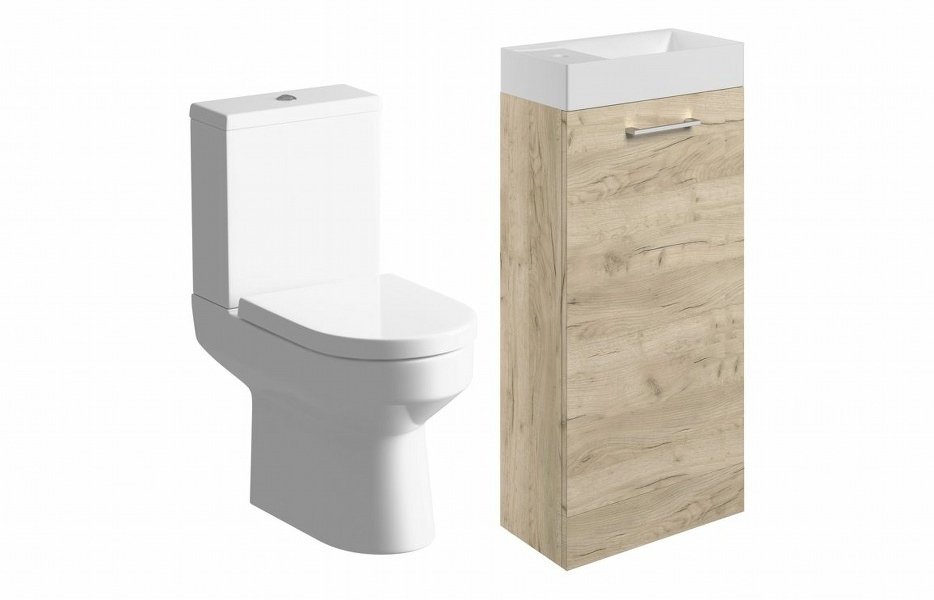 Sabanto 410mm F/S Basin Unit & C/C Toilet Pack - Oak