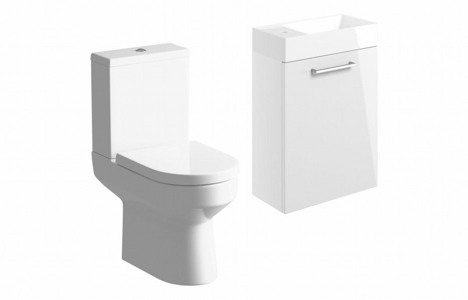 Sabanto 410mm W/H Basin Unit & C/C Toilet Pack - White Gloss