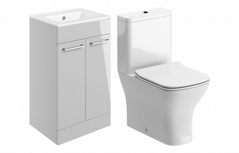 Sabanto 510mm Floor Standing Unit & Close Coupled WC Pack - Grey Gloss