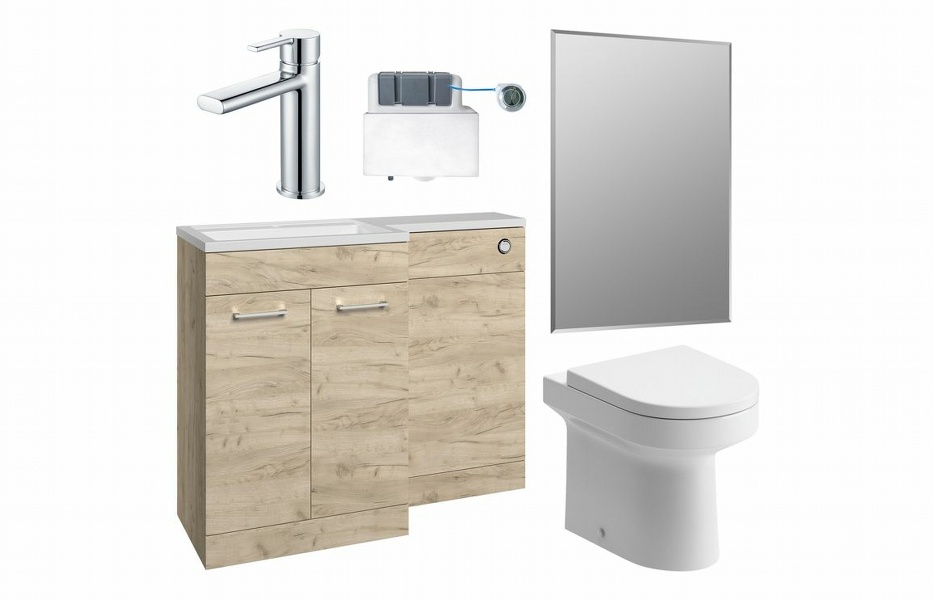 Benito 1100mm Furniture & BTW WC Pack - Oak (RH)