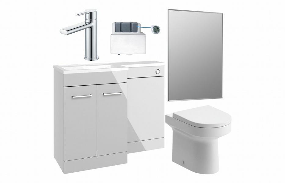 Benito 1100mm Furniture & BTW WC Pack - Grey Gloss (LH)