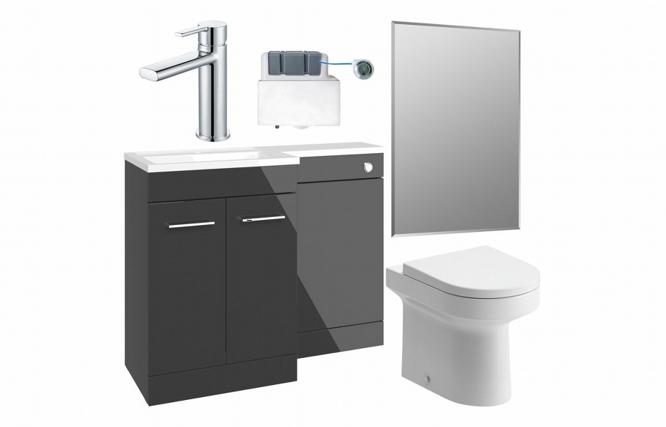 Benito 1100mm Furniture & BTW WC Pack - Anthracite Gloss (RH)