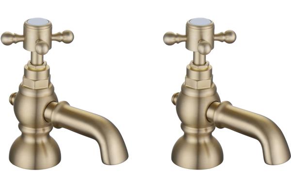 Forino Bath Pillar Taps - Brushed Brass