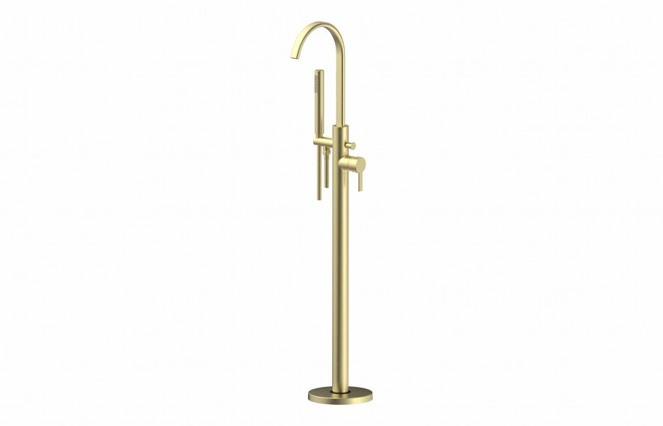 Evolution Floor Standing Bath/Shower Mixer - Brushed Brass