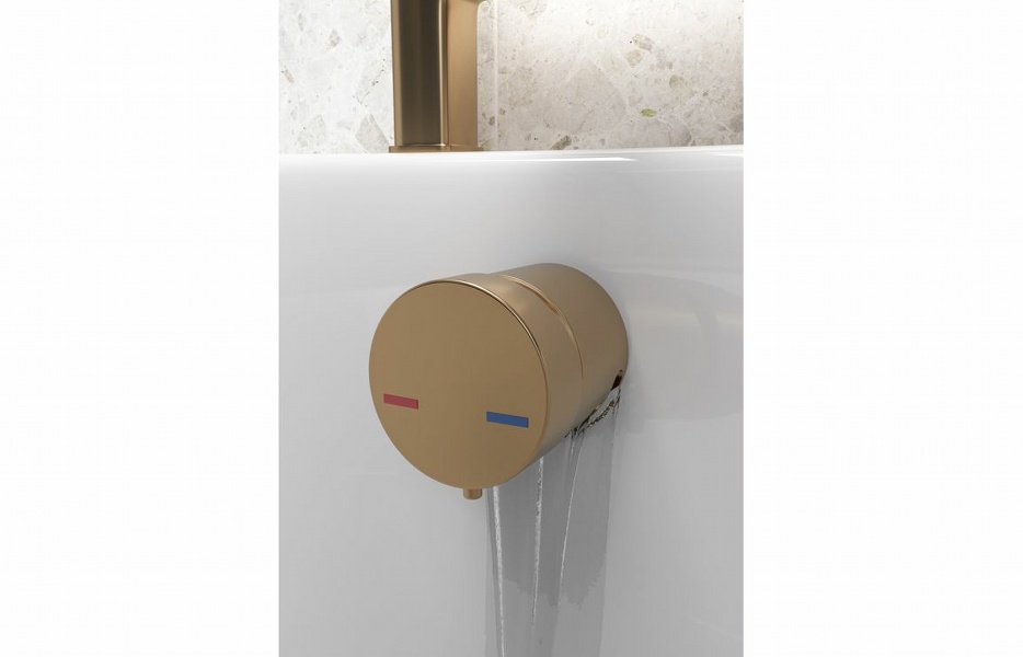 Bath Overflow Filler w/Integrated Valve - Brushed Bronze