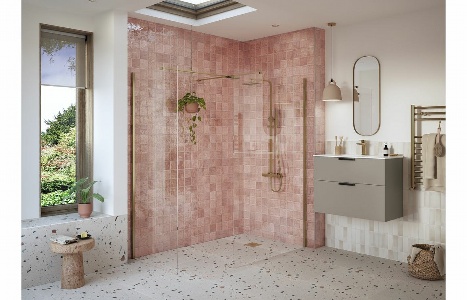 Flecx 760mm Wetroom Side Panel & Arm - Brushed Bronze