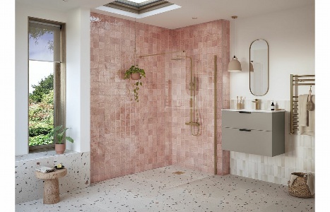 Flecx 1200mm Wetroom Panel & Support Bar - Brushed Bronze