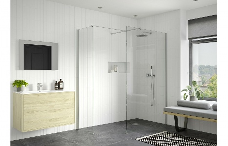 Flecx 900mm Wetroom Side Panel & Arm - Chrome