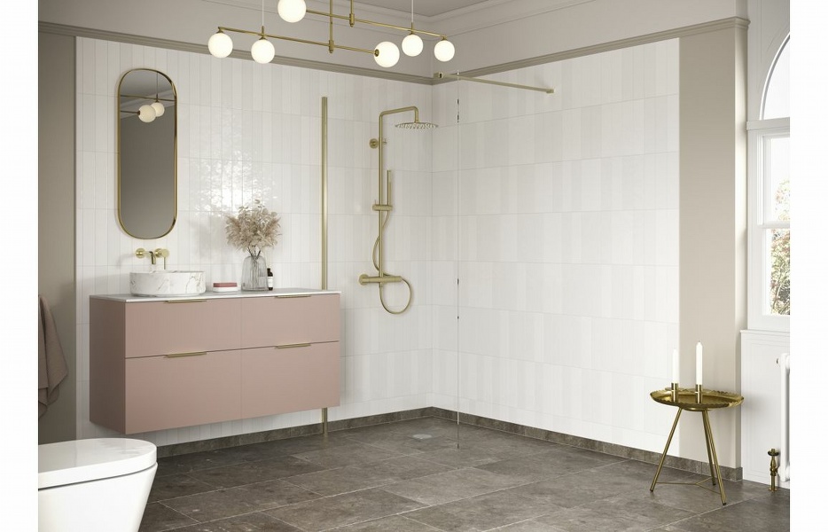 Flecx 800mm Wetroom Panel & Support Bar - Brushed Brass