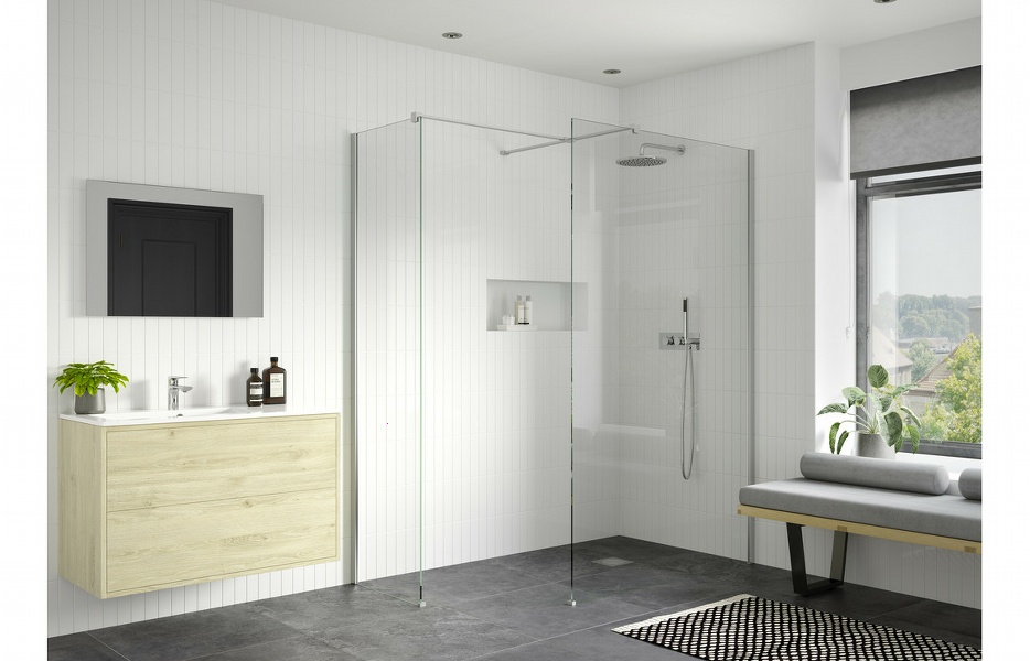 Flecx 800mm Wetroom Side Panel & Arm - Chrome