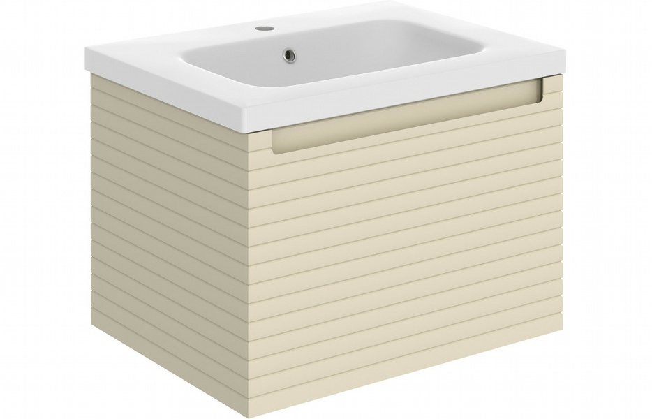 Sight 615mm Wall Hung 1 Drawer Basin Unit & Basin - Matt Cotton