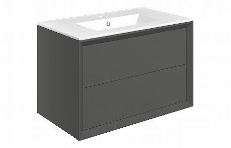 Plush 815mm Wall Hung 2 Drawer Basin Unit & Basin - Matt Clay