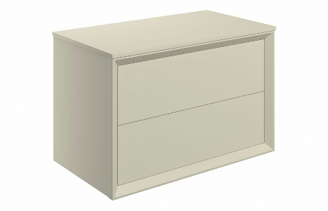 Plush 800mm Wall Hung 2 Drawer Basin Unit & Top - Matt Cotton