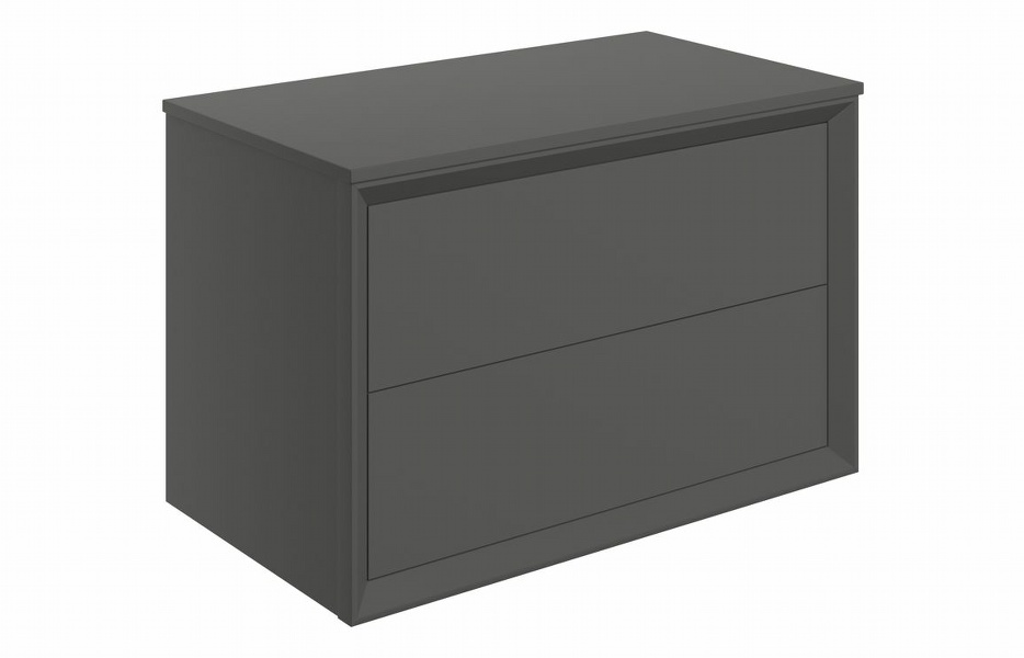 Plush 800mm Wall Hung 2 Drawer Basin Unit & Top - Matt Clay