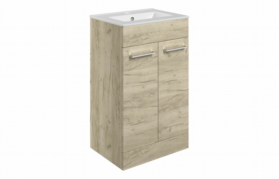 Sabanto 510mm Floor Standing 2 Door Basin Unit & Basin - Oak