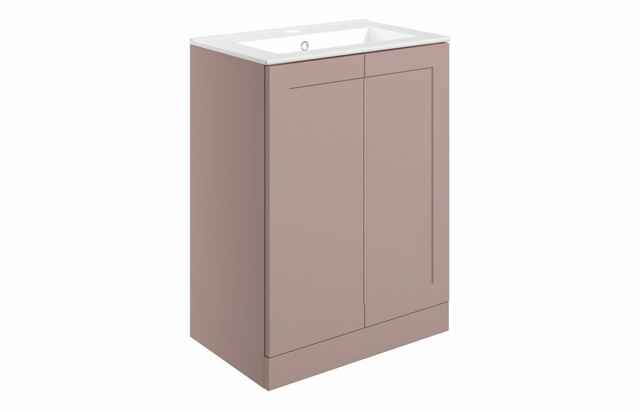 Kensington 615mm Floor Standing 2 Door Basin Unit & Basin - Matt Peony