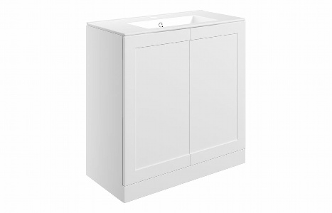 Kensington 815mm Floor Standing 2 Door Basin Unit & Basin - Matt White