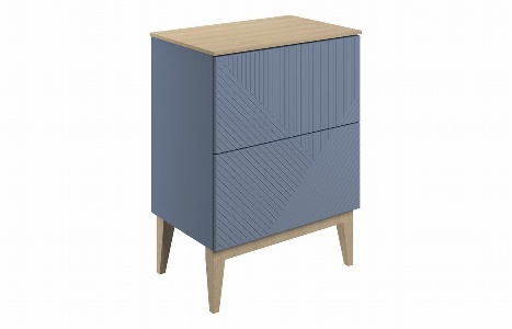 Riba 610mm Floor Standing 2 Drawer Basin Unit & Maple Oak Effect Worktop - Matt Smoke Blue