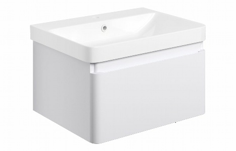 Sky 605mm Wall Hung 1 Drawer Basin Unit & Basin - Matt White