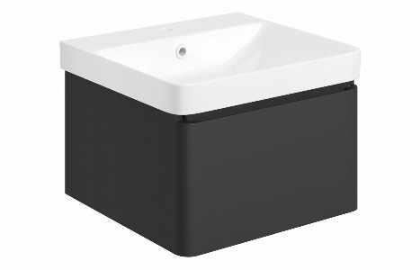 Sky 500mm Wall Hung 1 Drawer Basin Unit & Basin - Matt Black