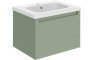 Sight 615mm Wall Hung 1 Drawer Basin Unit & Basin - Matt Willow Green