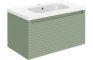 Sight 815mm Wall Hung 1 Drawer Basin Unit & Basin - Matt Willow Green