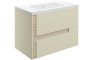 Contra 815mm Wall Hung 2 Drawer Basin Unit & White Basin - Matt Cotton & Oak Effect