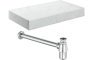 Nature 800mm Wall Hung White Marble Basin Shelf & Chrome Bottle Trap