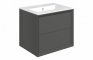 Plush 615mm Wall Hung 2 Drawer Basin Unit & Basin - Matt Clay