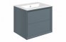 Plush 615mm Wall Hung 2 Drawer Basin Unit & Basin - Matt Storm Blue