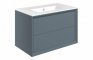 Plush 815mm Wall Hung 2 Drawer Basin Unit & Basin - Matt Storm Blue