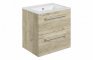 Sabanto 510mm Wall Hung 2 Drawer Basin Unit & Basin - Oak