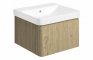 Flute 500mm Wall Hung 1 Drawer Basin Unit & Basin - Textured Oak