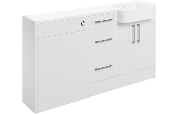 Venosia 1542mm Basin  WC & 3 Drawer Unit Pack (LH) - White Gloss