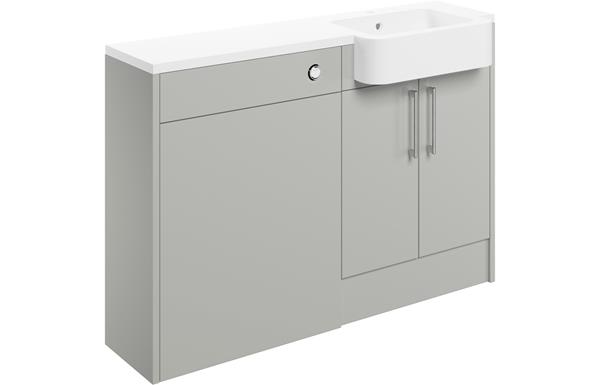 Venosia 1242mm Basin & WC Unit Pack (LH) - Light Grey Gloss