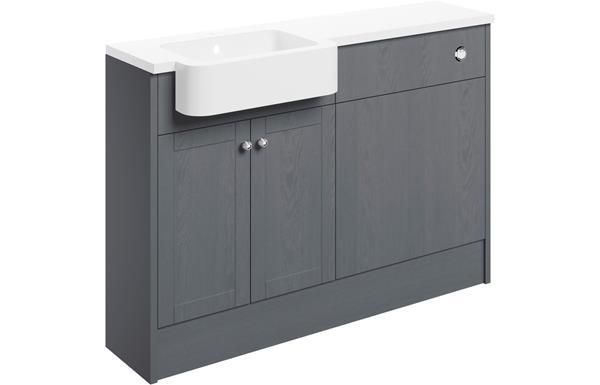 Valinso 1242mm Basin & WC Unit Pack (LH) - Grey Ash