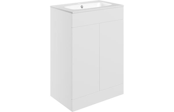 Morino 615mm Floor Standing 2 Door Basin Unit & Basin - Matt White