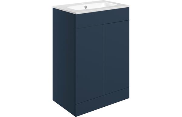 Morino 615mm Floor Standing 2 Door Basin Unit & Basin - Matt Deep Blue