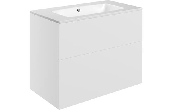 Morino 815mm Wall Hung 2 Drawer Basin Unit & Basin - Matt White