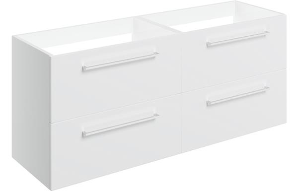 Sabanto 1180mm Wall Hung 2 Drawer Basin Unit Run (No Top) - White Gloss