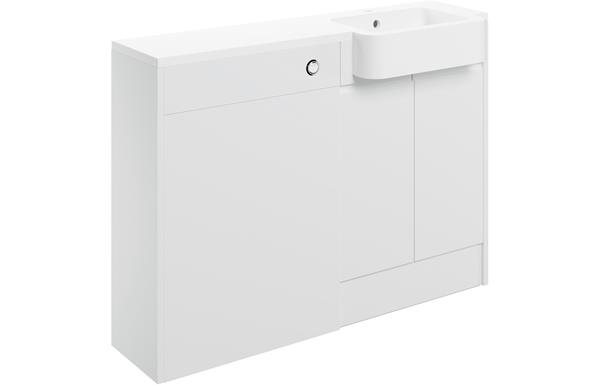 Butlas 1242mm Basin & WC Unit Pack (RH) - White Gloss