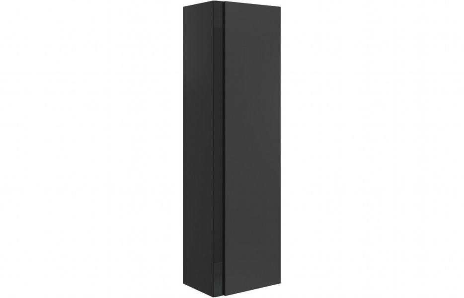 Contra 350mm Wall Hung 1 Door Tall Unit - Matt Black & Glass