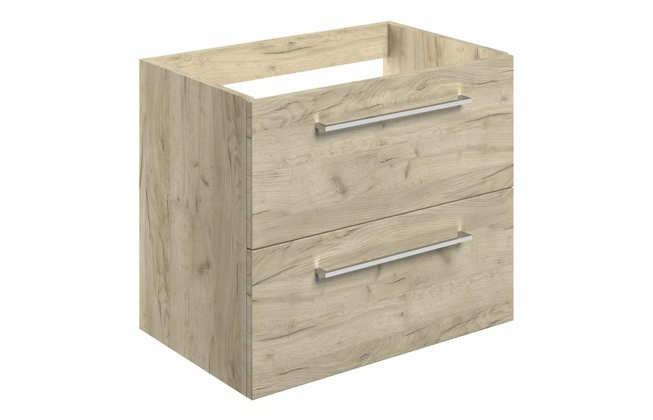 Sabanto 590mm Wall Hung 2 Drawer Basin Unit (No Top) - Oak