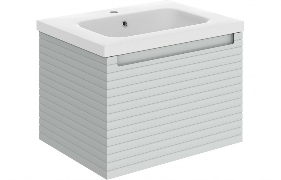 Sight 615mm Wall Hung 1 Drawer Basin Unit & Basin - Matt Mineral Grey