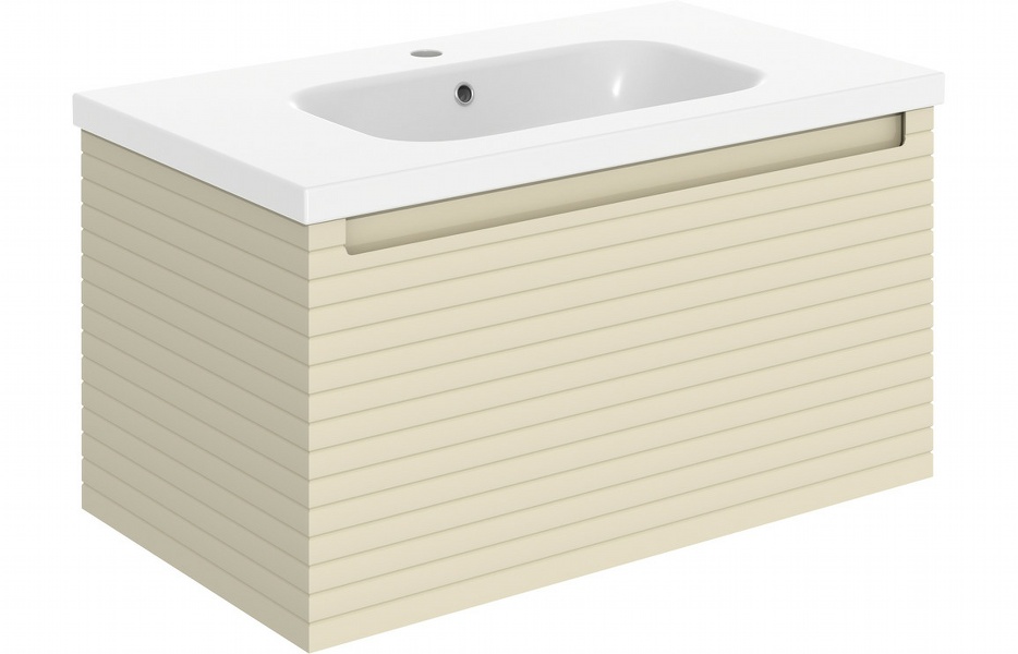 Sight 815mm Wall Hung 1 Drawer Basin Unit & Basin - Matt Cotton