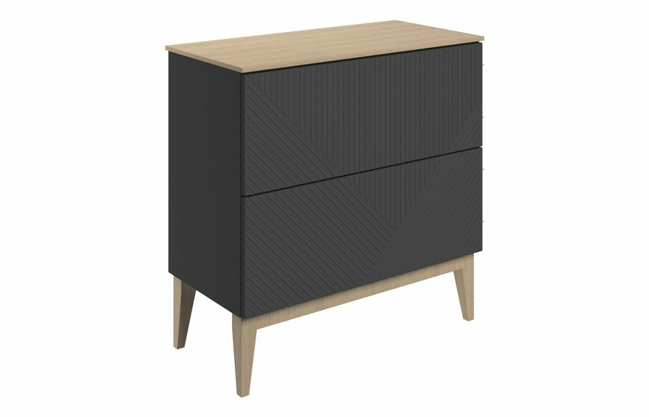 Riba 810mm Floor Standing 2 Drawer Basin Unit & Maple Oak Effect Worktop - Matt Graphite Grey