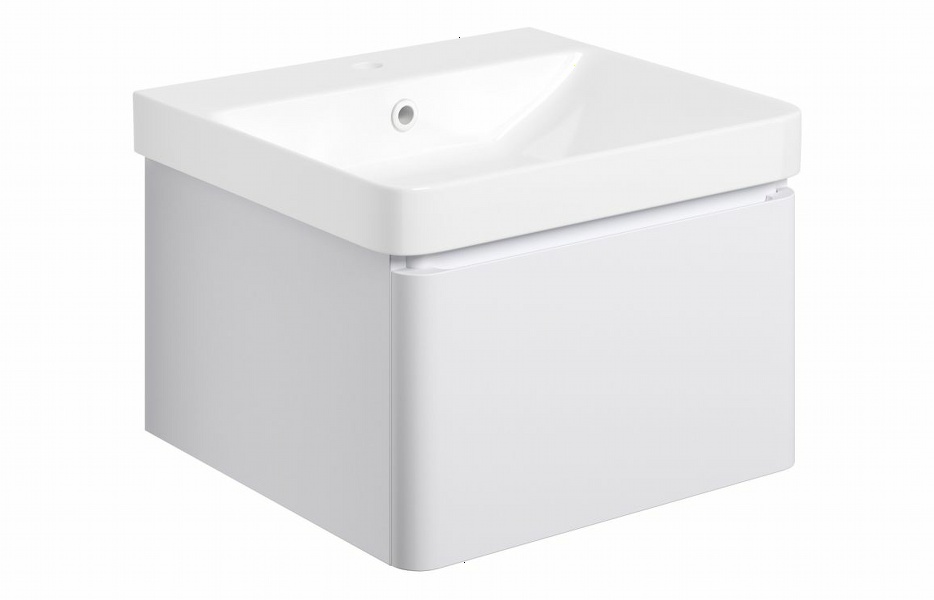 Sky 500mm Wall Hung 1 Drawer Basin Unit & Basin - Matt White