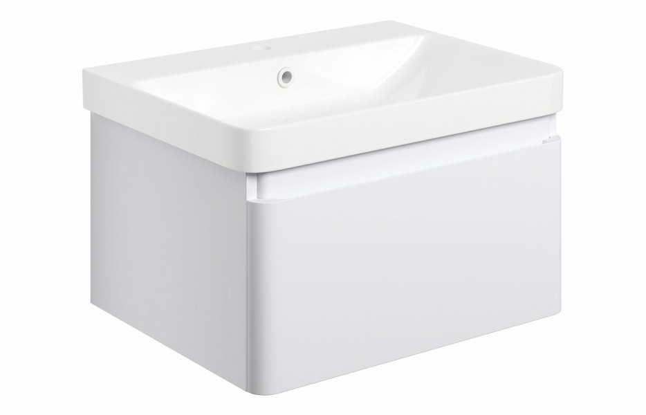 Sky 605mm Wall Hung 1 Drawer Basin Unit & Basin - Matt White