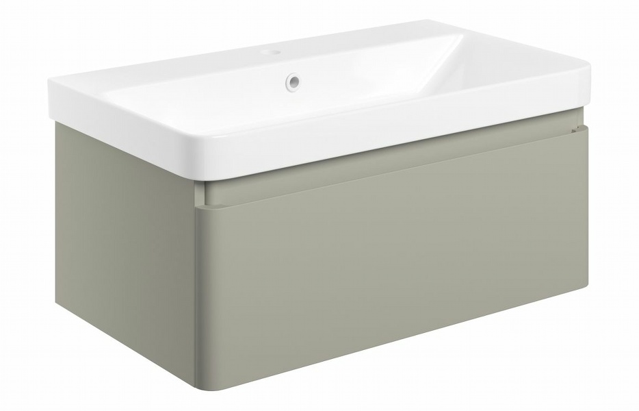 Sky 805mm Wall Hung 1 Drawer Basin Unit & Basin - Matt Latte